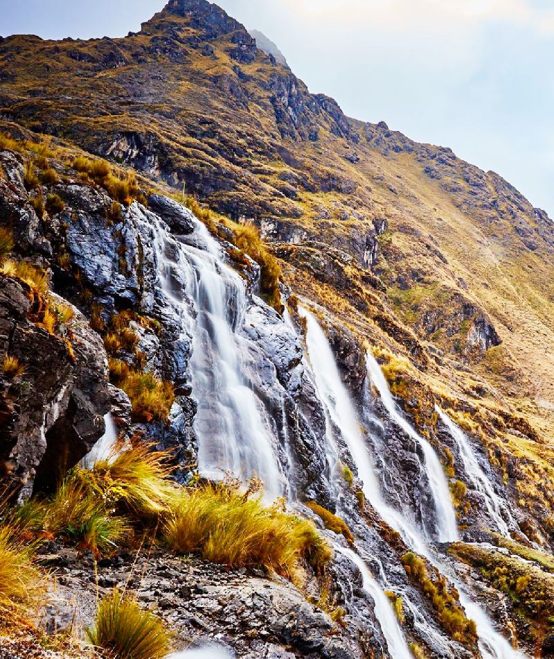 lares trek to machu picchu water fall