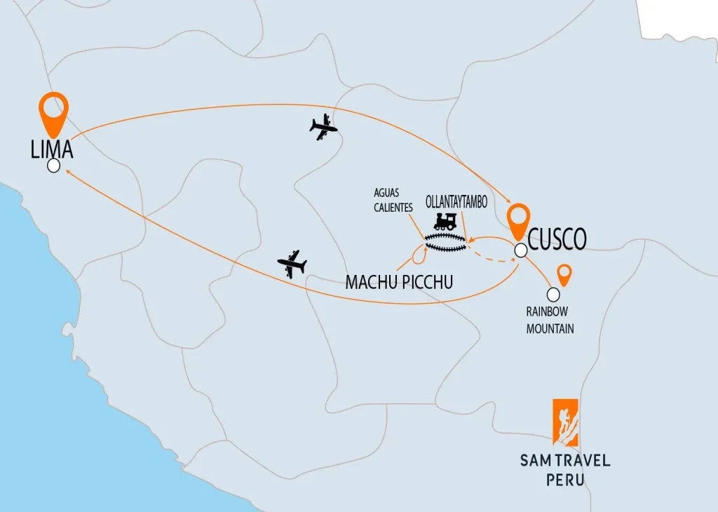 LIma cusco 4 days map