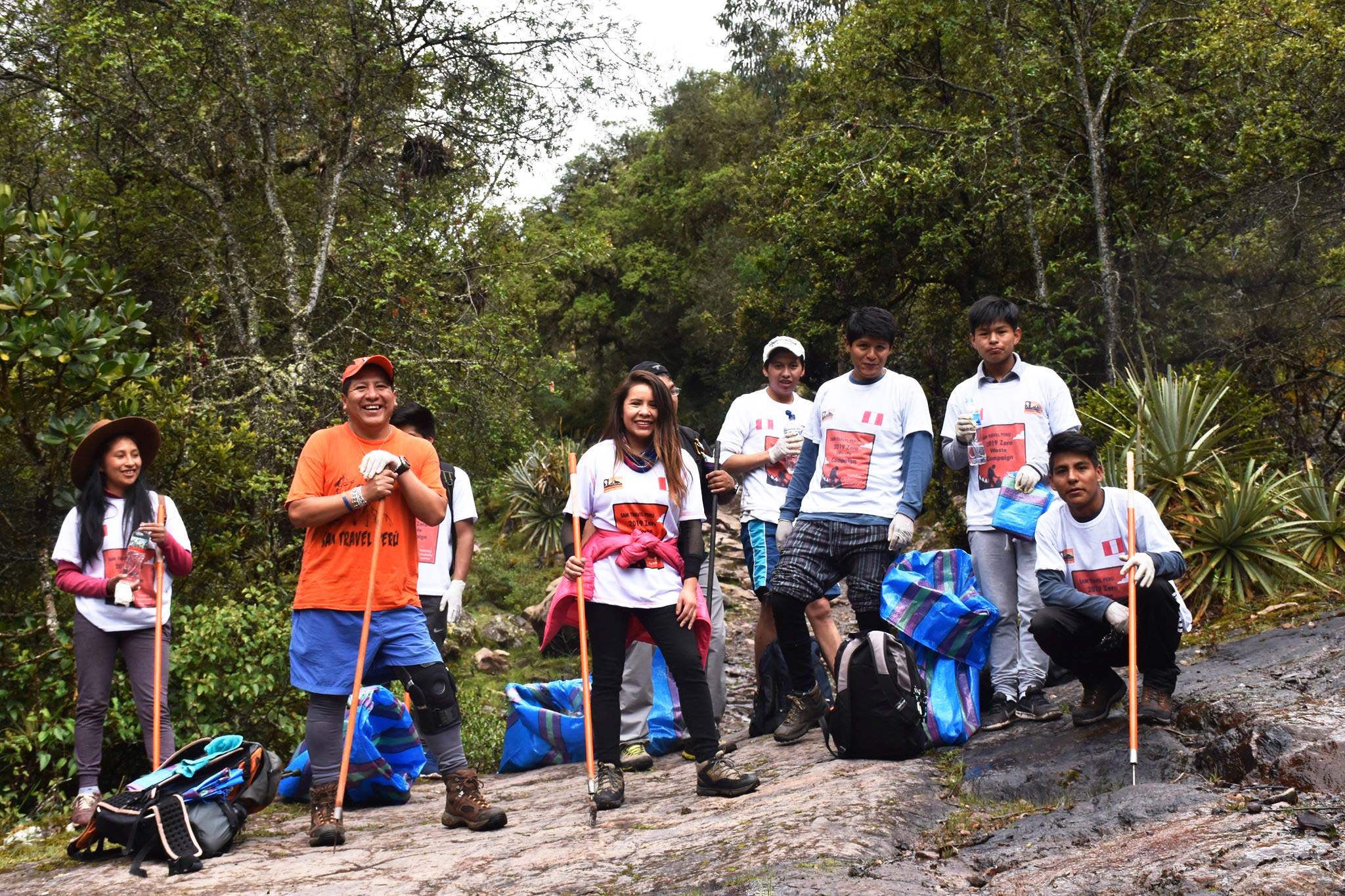 cleaning up in lares trek to machu picchu